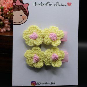 Crochet Flower Hairclips, Toddler Hair Clips, Little Girl Hair Clips, Floral